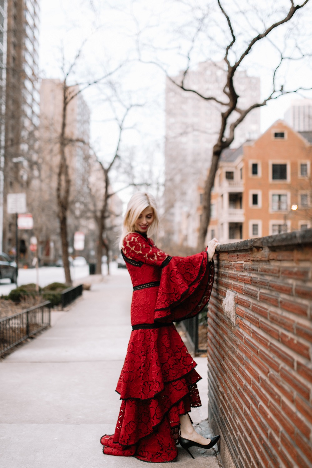 red lace gown